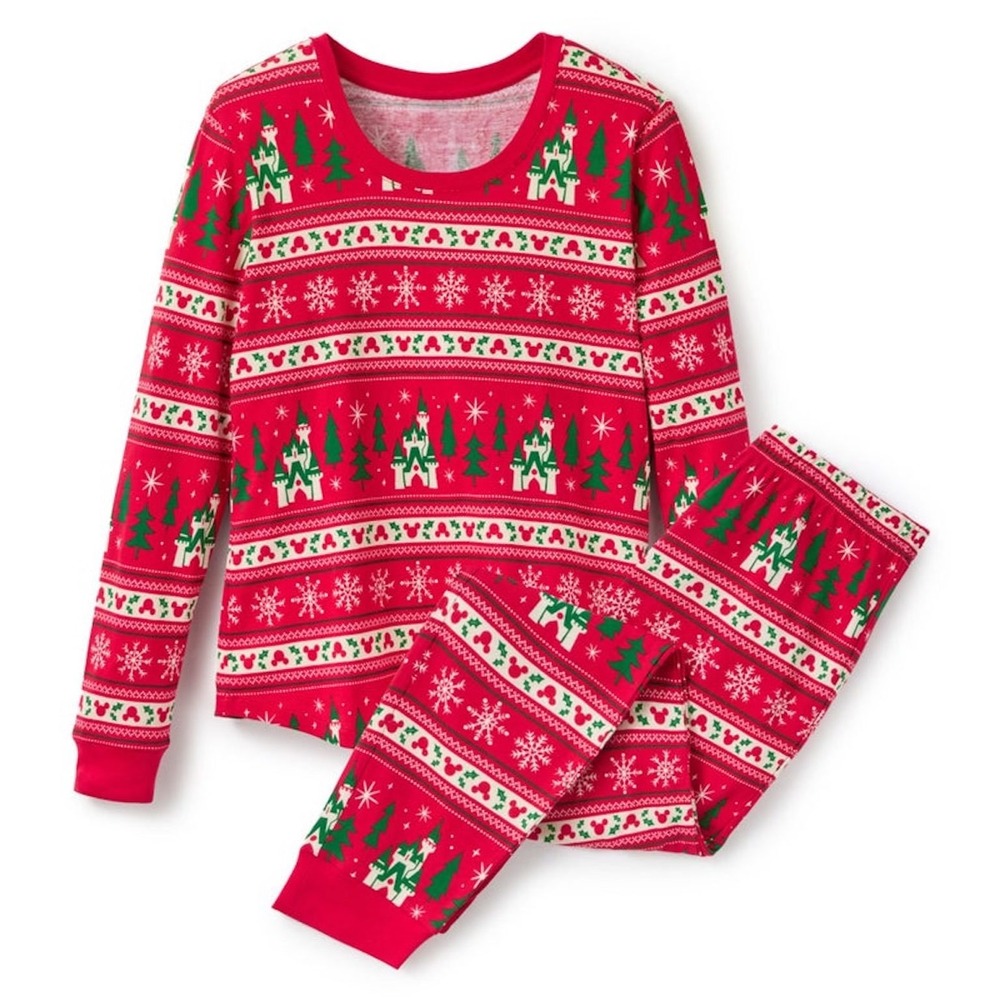 Disney Parks Fair Isle Pajama Set Red Christmas Holiday Castle Mickey Womens 2X
